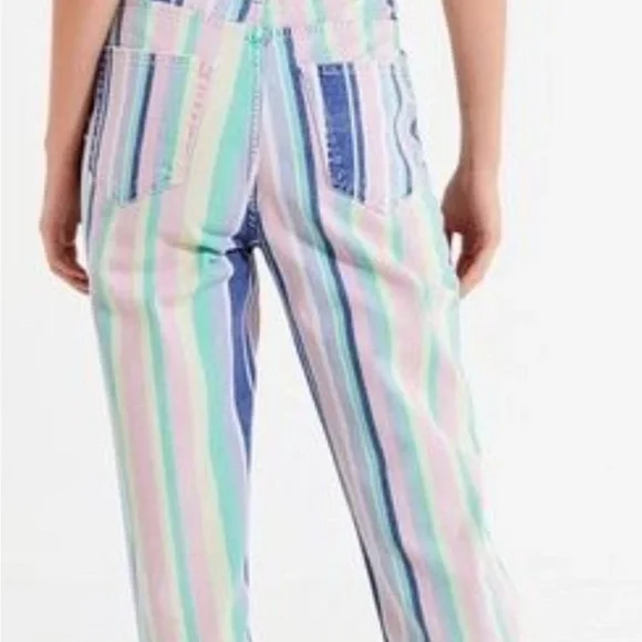 Urban Outfitters BDG Women’s Striped Pastel High-Waisted Jeans Size 32 - Picture 2 of 7